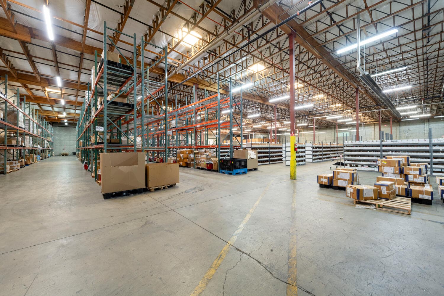 Racked warehouse interior at a Salt Lake Valley industrial property